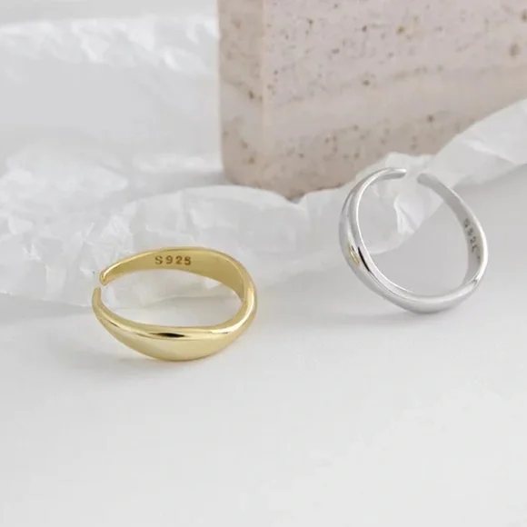 NEW 925 STERLING SILVER IRREGULAR WAVE ADJUSTABLE RING, CUTE RING, SHINY RING. - Picture 5 of 6